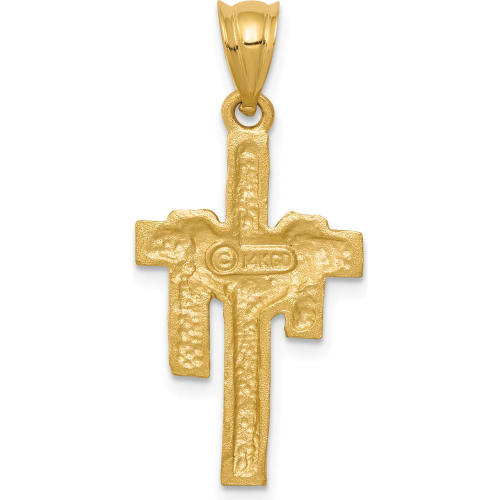 14K Yellow Gold Satin Draped Cross Pendant - 30mm Length by Oro Pregiato