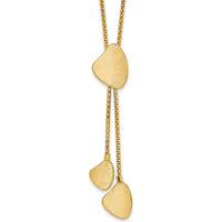 14K Yellow Gold Satin Drop Y-Necklace with Diamond-Cut Chain - 17" Length plus 2" Extender by 0