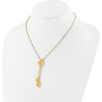 14K Yellow Gold Satin Drop Y-Necklace with Diamond-Cut Chain - 17" Length plus 2" Extender by 0