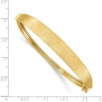 14K Yellow Gold Satin Finish 8.00mm Graduated Hinged Oval Bangle Bracelet by Oro Pregiato