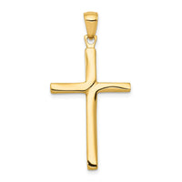 14K Yellow Gold Satin Finish Accent Stick Cross Pendant - 35mm by Oro Pregiato
