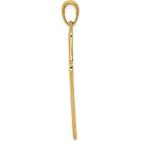 14K Yellow Gold Satin Finish Accent Stick Cross Pendant - 35mm by Oro Pregiato