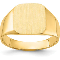 14K Yellow Gold Satin Finish Closed Back Men's Signet Ring - 13x12mm by 0