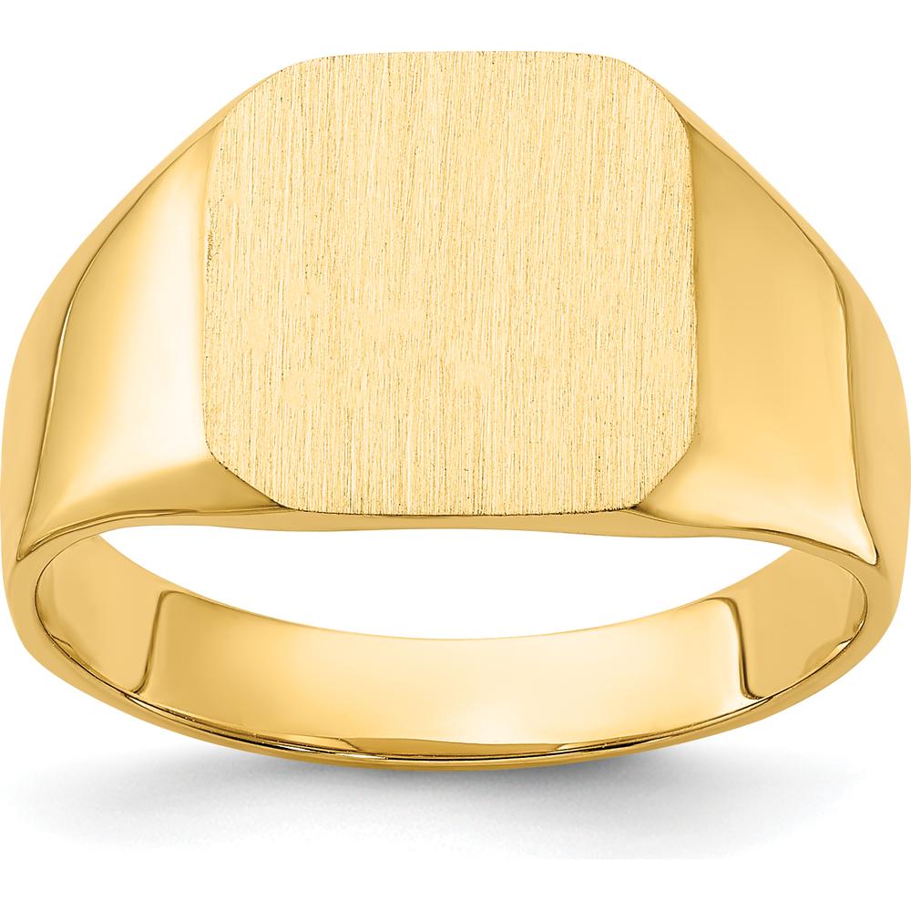 14K Yellow Gold Satin Finish Closed Back Men's Signet Ring - 13x12mm by 0