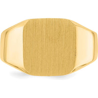 14K Yellow Gold Satin Finish Closed Back Men's Signet Ring - 13x12mm by 0