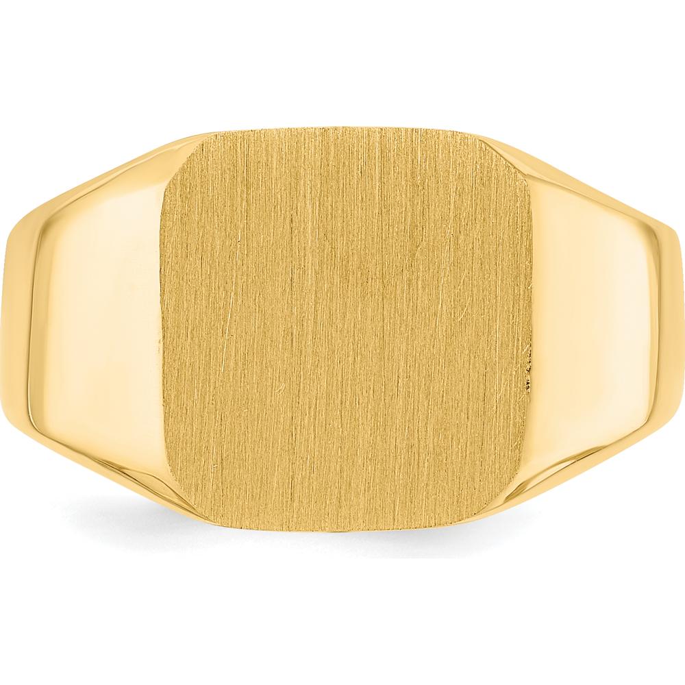 14K Yellow Gold Satin Finish Closed Back Men's Signet Ring - 13x12mm by 0