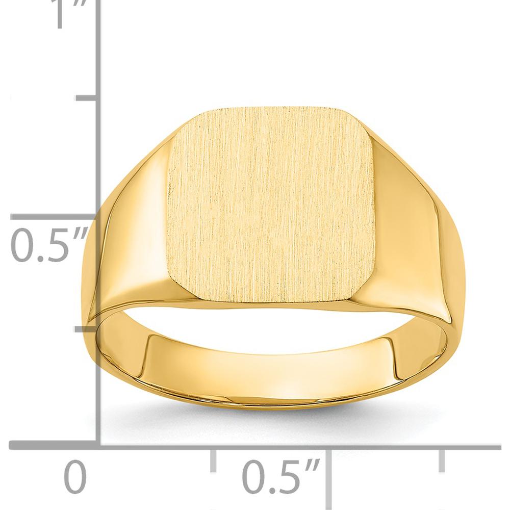 14K Yellow Gold Satin Finish Closed Back Men's Signet Ring - 13x12mm by 0