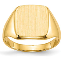 14K Yellow Gold Satin-Finish Closed Back Signet Ring - 10.0x10.0mm by 0