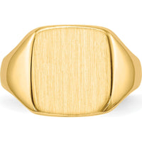 14K Yellow Gold Satin-Finish Closed Back Signet Ring - 10.0x10.0mm by 0