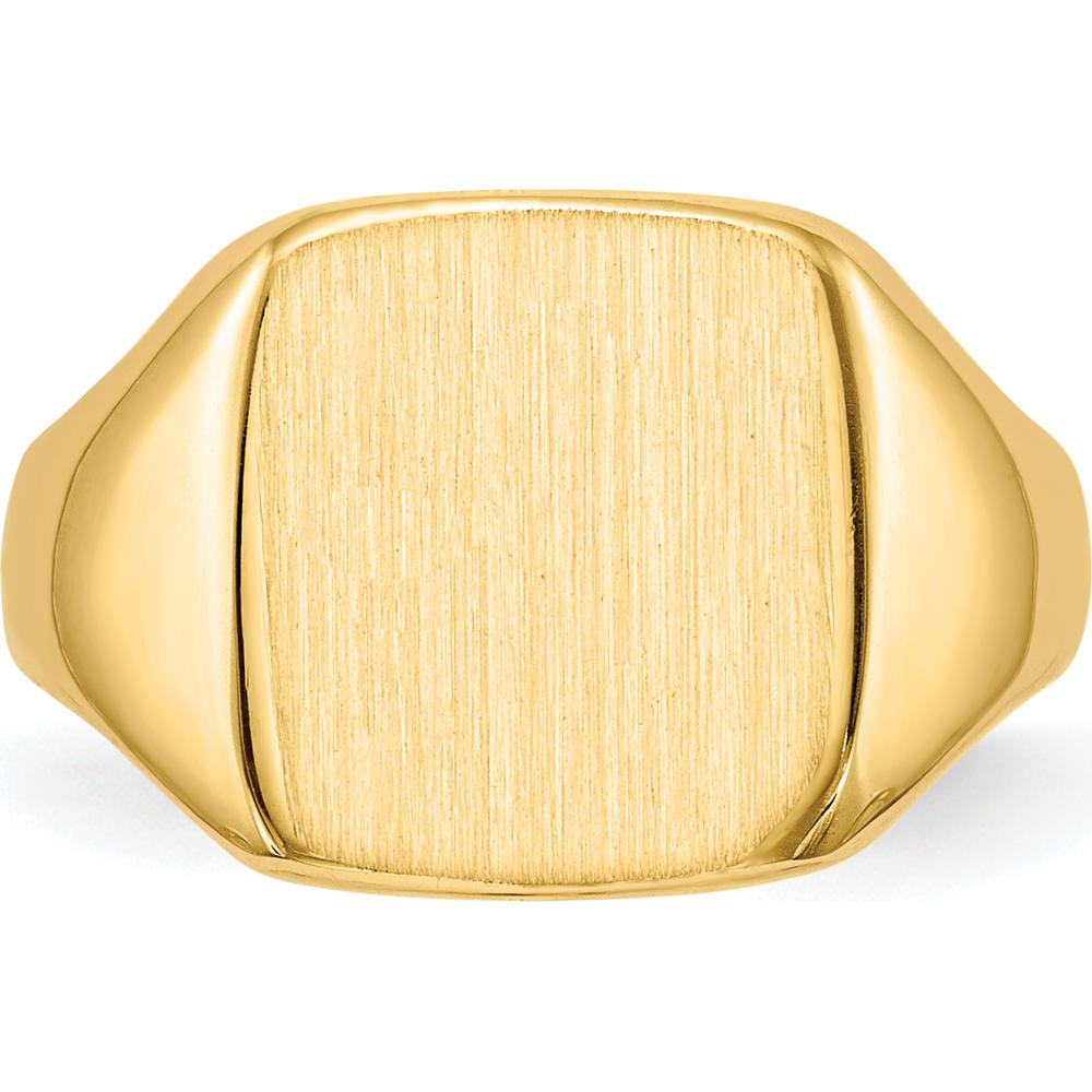 14K Yellow Gold Satin-Finish Closed Back Signet Ring - 10.0x10.0mm by 0