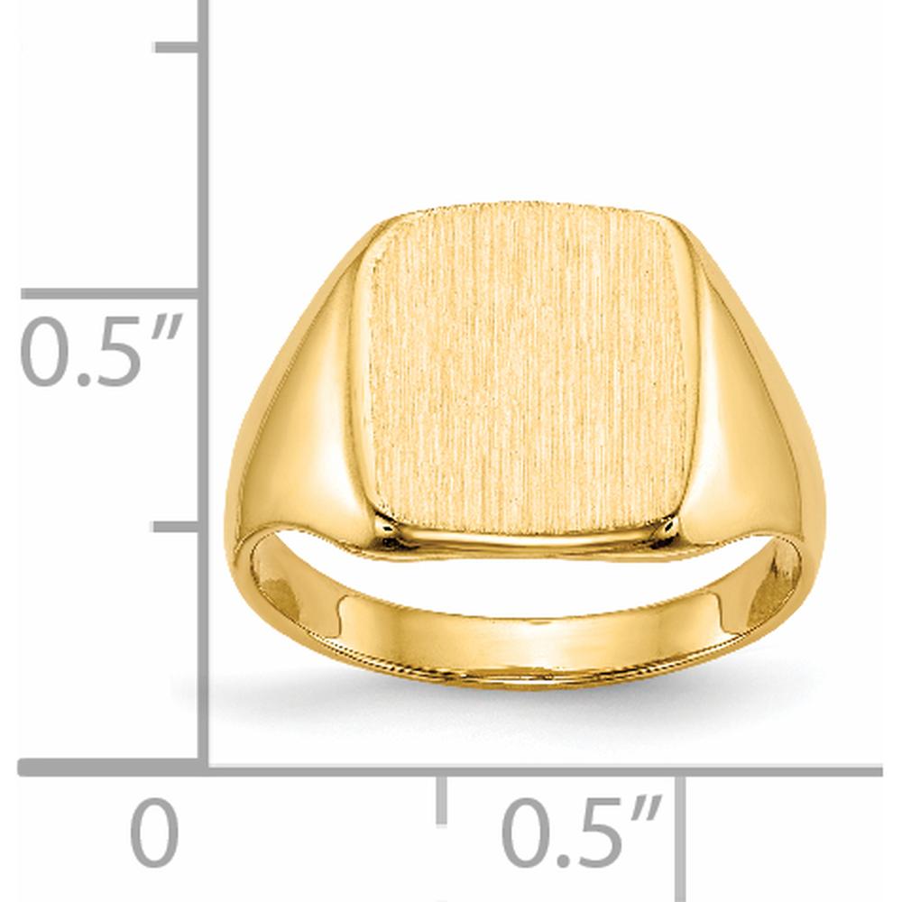 14K Yellow Gold Satin-Finish Closed Back Signet Ring - 10.0x10.0mm by 0