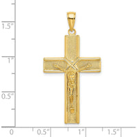 14K Yellow Gold Satin Finish Crucifix Charm Pendant - 39.7mm Length by Oro Pregiato