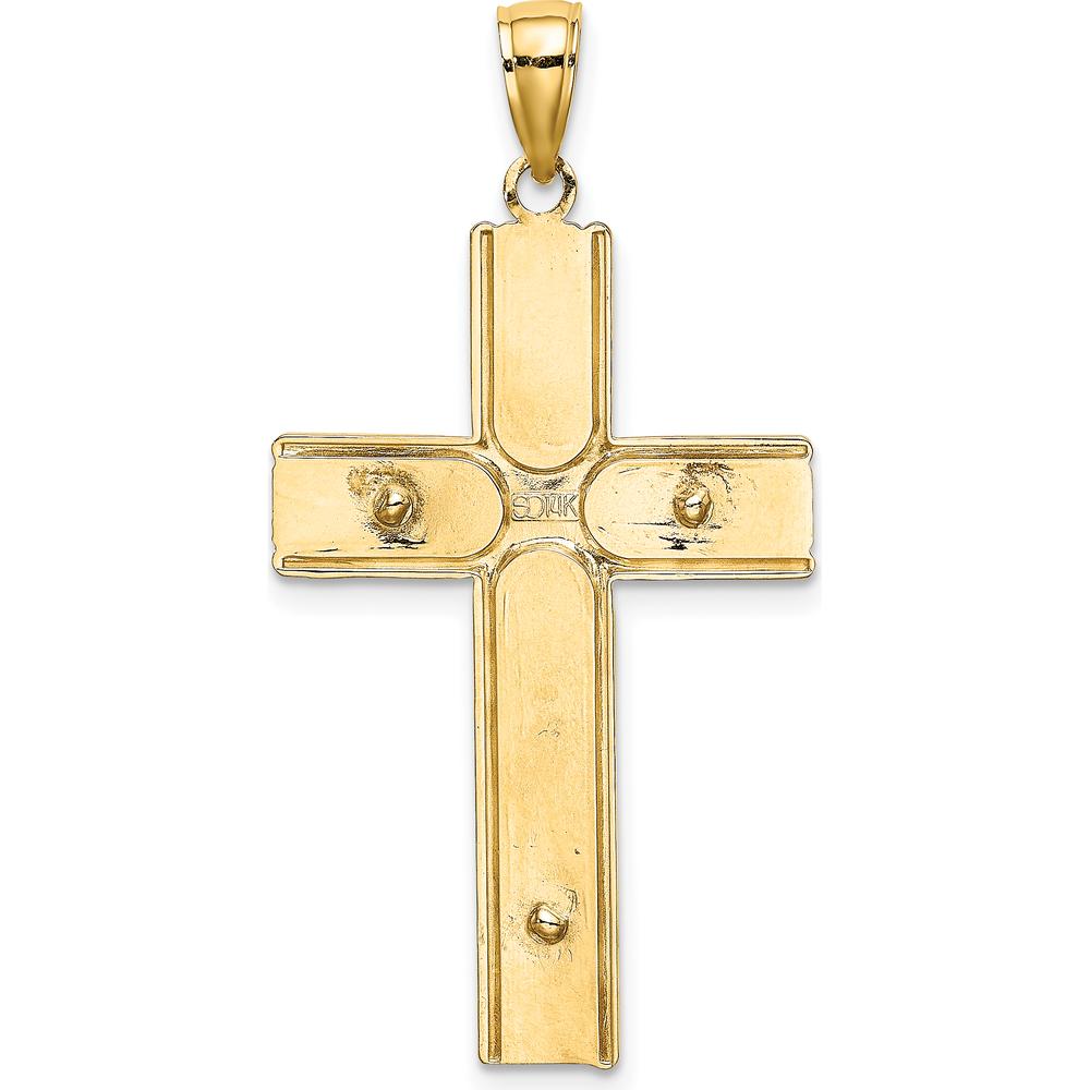 14K Yellow Gold Satin Finish Crucifix Charm Pendant - 39.7mm Length by Oro Pregiato