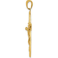 14K Yellow Gold Satin Finish Crucifix Pendant - 44mm Length by Oro Pregiato