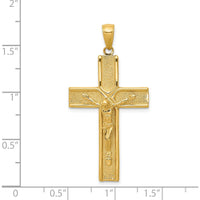 14K Yellow Gold Satin Finish Crucifix Pendant - 44mm Length by Oro Pregiato