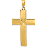 14K Yellow Gold Satin Finish Crucifix Pendant - 44mm Length by Oro Pregiato