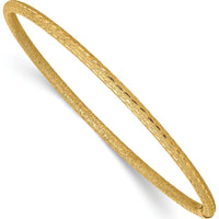 14K Yellow Gold Satin Finish Diamond-Cut 3.00mm Slip-On Bangle Bracelet by Oro Pregiato