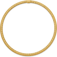 14K Yellow Gold Satin Finish Diamond-Cut 3.00mm Slip-On Bangle Bracelet by Oro Pregiato