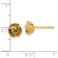 14K Yellow Gold Satin Finish Diamond-Cut Rose Button Earrings by 0
