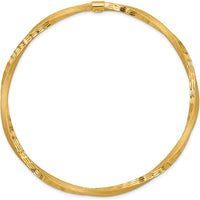 14K Yellow Gold Satin Finish Diamond-Cut Twist 3.00mm Slip-On Bangle Bracelet - 8 Inches by Oro Pregiato