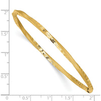 14K Yellow Gold Satin Finish Diamond-Cut Twist 3.00mm Slip-On Bangle Bracelet - 8 Inches by Oro Pregiato