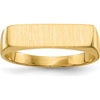 14K Yellow Gold Satin Finish Engravable Signet Ring with Closed Back Design by 0