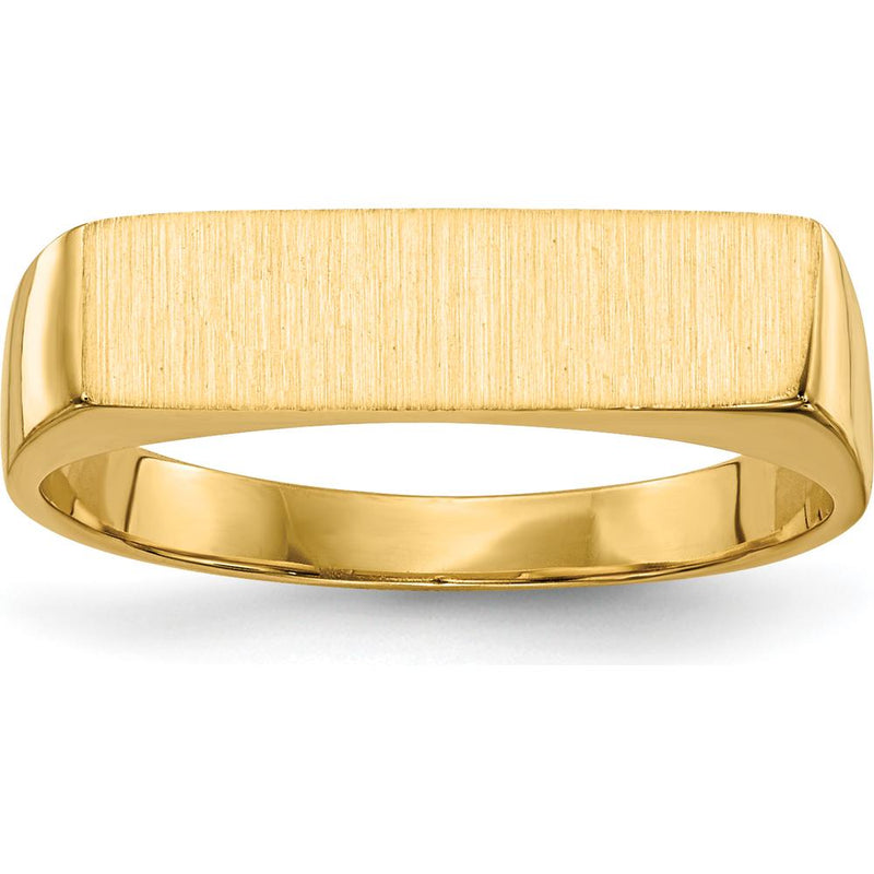 14K Yellow Gold Satin Finish Engravable Signet Ring with Closed Back D ...