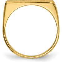 14K Yellow Gold Satin Finish Engravable Signet Ring with Closed Back Design by 0