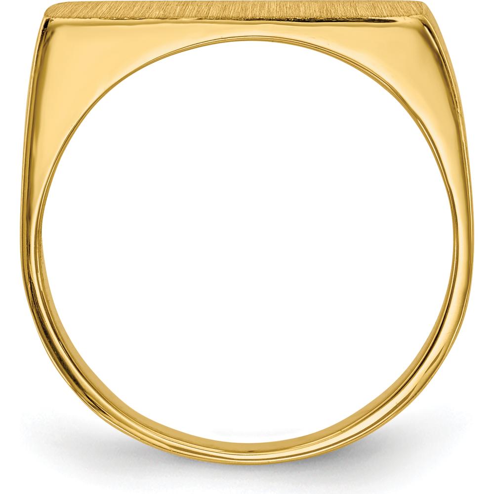 14K Yellow Gold Satin Finish Engravable Signet Ring with Closed Back Design by 0