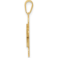 14K Yellow Gold Satin Finish Girl Engravable Charm Pendant - 25mm by Oro Pregiato