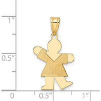 14K Yellow Gold Satin Finish Girl Engravable Charm Pendant - 25mm by Oro Pregiato