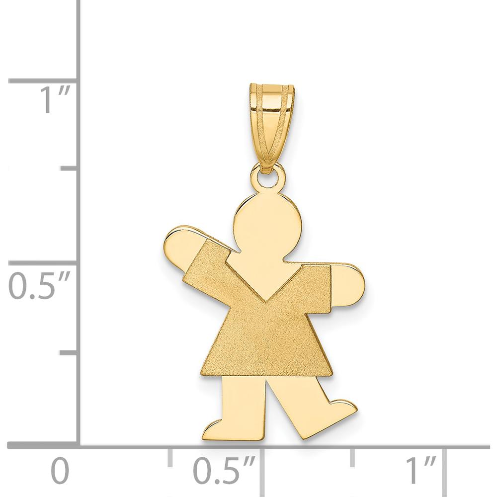 14K Yellow Gold Satin Finish Girl Engravable Charm Pendant - 25mm by Oro Pregiato
