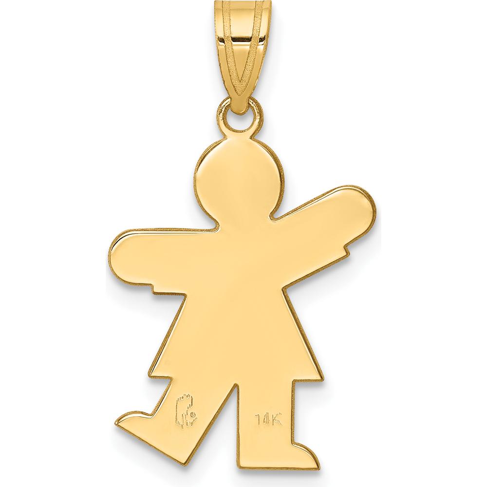 14K Yellow Gold Satin Finish Girl Engravable Charm Pendant - 25mm by Oro Pregiato