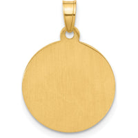 14K Yellow Gold Satin Finish Guardian Angel Medal Pendant with Rhodium Accents by Oro Pregiato