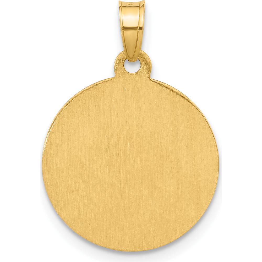 14K Yellow Gold Satin Finish Guardian Angel Medal Pendant with Rhodium Accents by Oro Pregiato