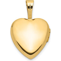 14K Yellow Gold Satin Finish Heart Locket with Pink and Green Enamel Rose - Engravable Pendant with Space for 2 Heart Shaped Photos by Monteluci Fine Jewelry