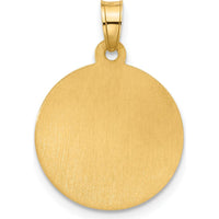 14K Yellow Gold Satin Finish Hollow St. Joseph Round Pendant - Spiritual Religious Charm by Oro Pregiato