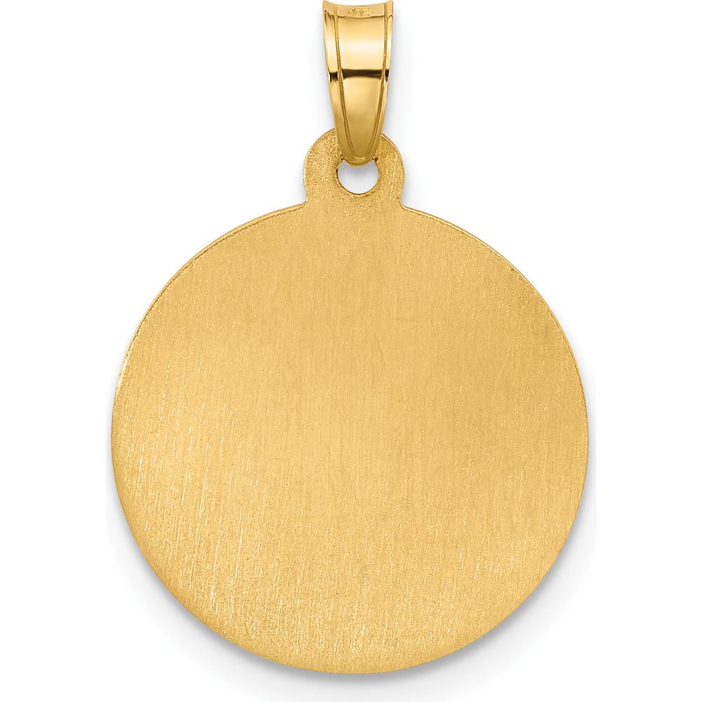 14K Yellow Gold Satin Finish Hollow St. Joseph Round Pendant - Spiritual Religious Charm by Oro Pregiato