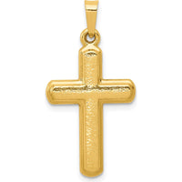 14K Yellow Gold Satin Finish Latin Cross Pendant - Symbol of Faith and Elegance by Oro Pregiato