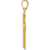 14K Yellow Gold Satin Finish Latin Cross Pendant - Symbol of Faith and Elegance by Oro Pregiato