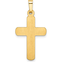 14K Yellow Gold Satin Finish Latin Cross Pendant - Symbol of Faith and Elegance by Oro Pregiato