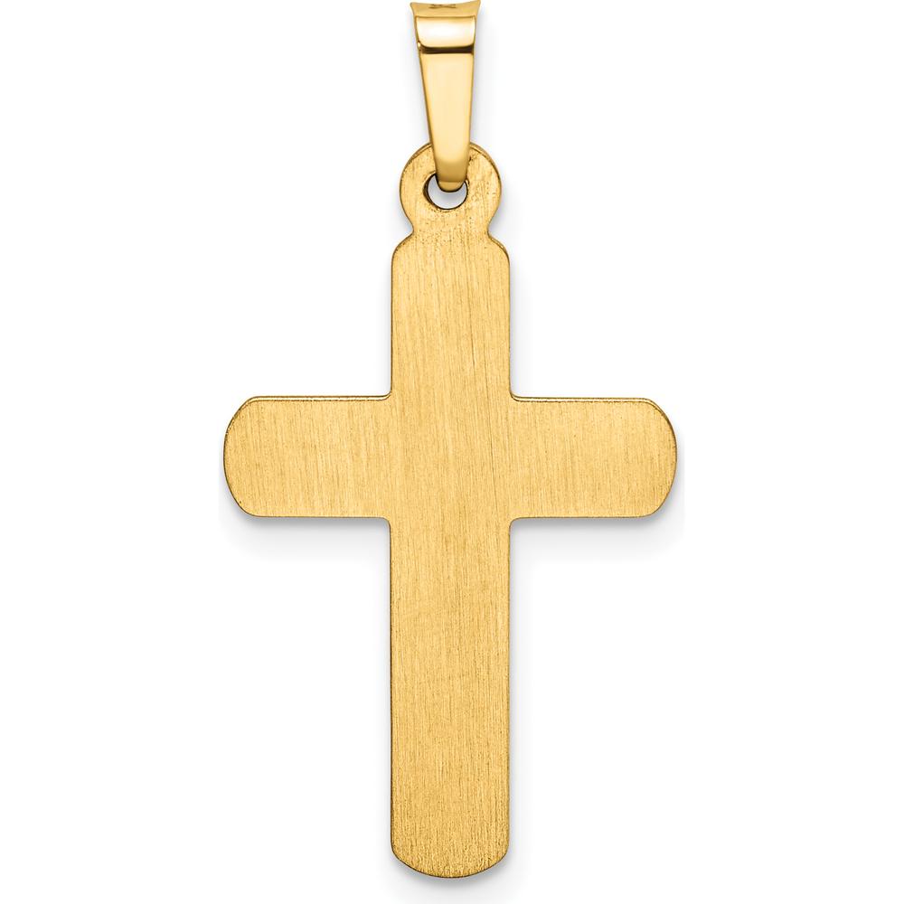 14K Yellow Gold Satin Finish Latin Cross Pendant - Symbol of Faith and Elegance by Oro Pregiato