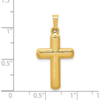 14K Yellow Gold Satin Finish Latin Cross Pendant - Symbol of Faith and Elegance by Oro Pregiato