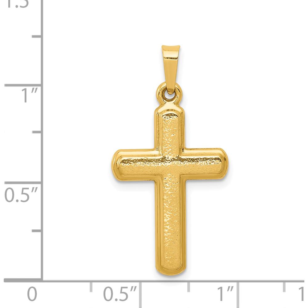 14K Yellow Gold Satin Finish Latin Cross Pendant - Symbol of Faith and Elegance by Oro Pregiato