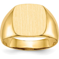 14K Yellow Gold Satin Finish Men's Signet Ring - 12.5mm x 12.5mm by 0