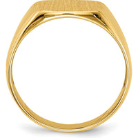 14K Yellow Gold Satin Finish Men's Signet Ring - 12.5mm x 12.5mm by 0