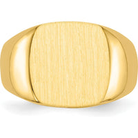 14K Yellow Gold Satin Finish Men's Signet Ring - 12.5mm x 12.5mm by 0