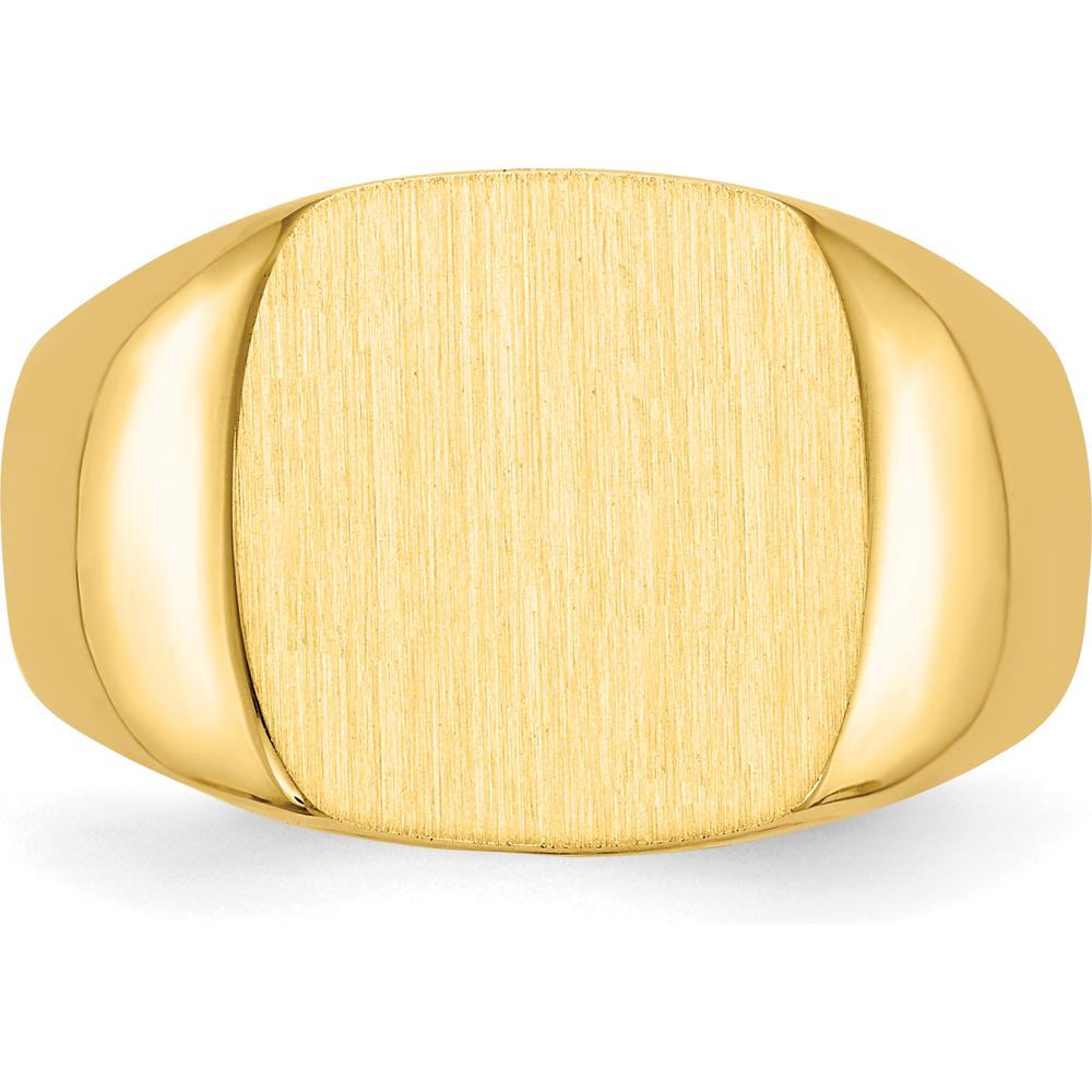 14K Yellow Gold Satin Finish Men's Signet Ring - 12.5mm x 12.5mm by 0