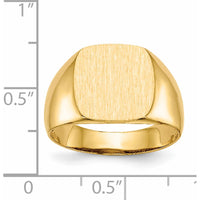 14K Yellow Gold Satin Finish Men's Signet Ring - 12.5mm x 12.5mm by 0