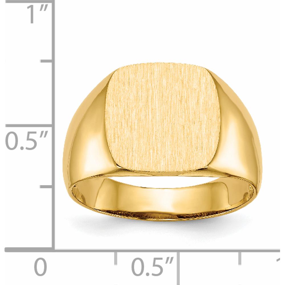 14K Yellow Gold Satin Finish Men's Signet Ring - 12.5mm x 12.5mm by 0